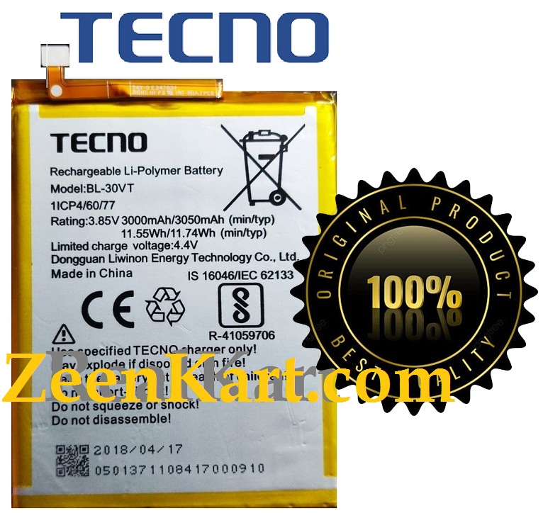 BL-30VT Original Tecno Camon iACE2 / Camon i ACE 2 / Camon i ACE2 Battery BL-30VT - 3050mAh - Image 1