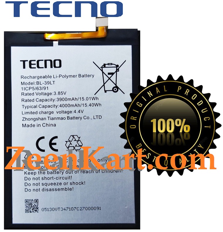 BL-39LT 1 Original Tecno Spark 4 / Spark 4 Lite / Spark 4 Pro Battery BL-39LT - 4000mAh - Image 1