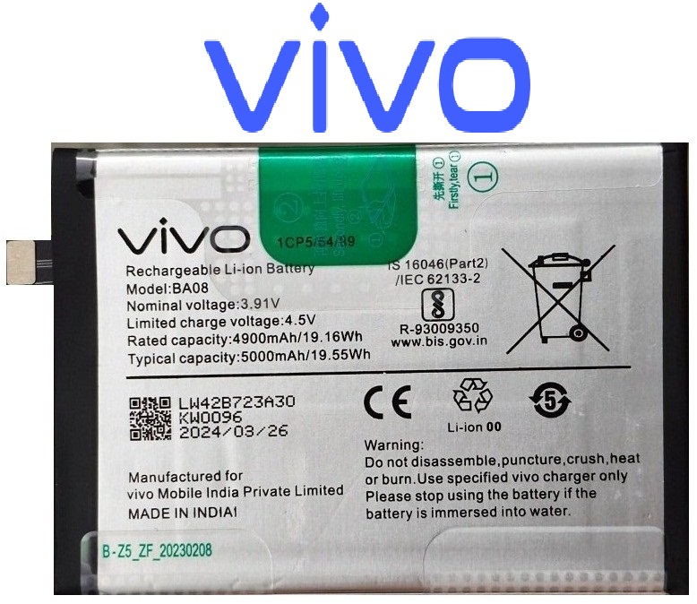 BA08 3 100% Original Vivo V29e (V2303) Battery BA08 - 5000mAh - Image 1