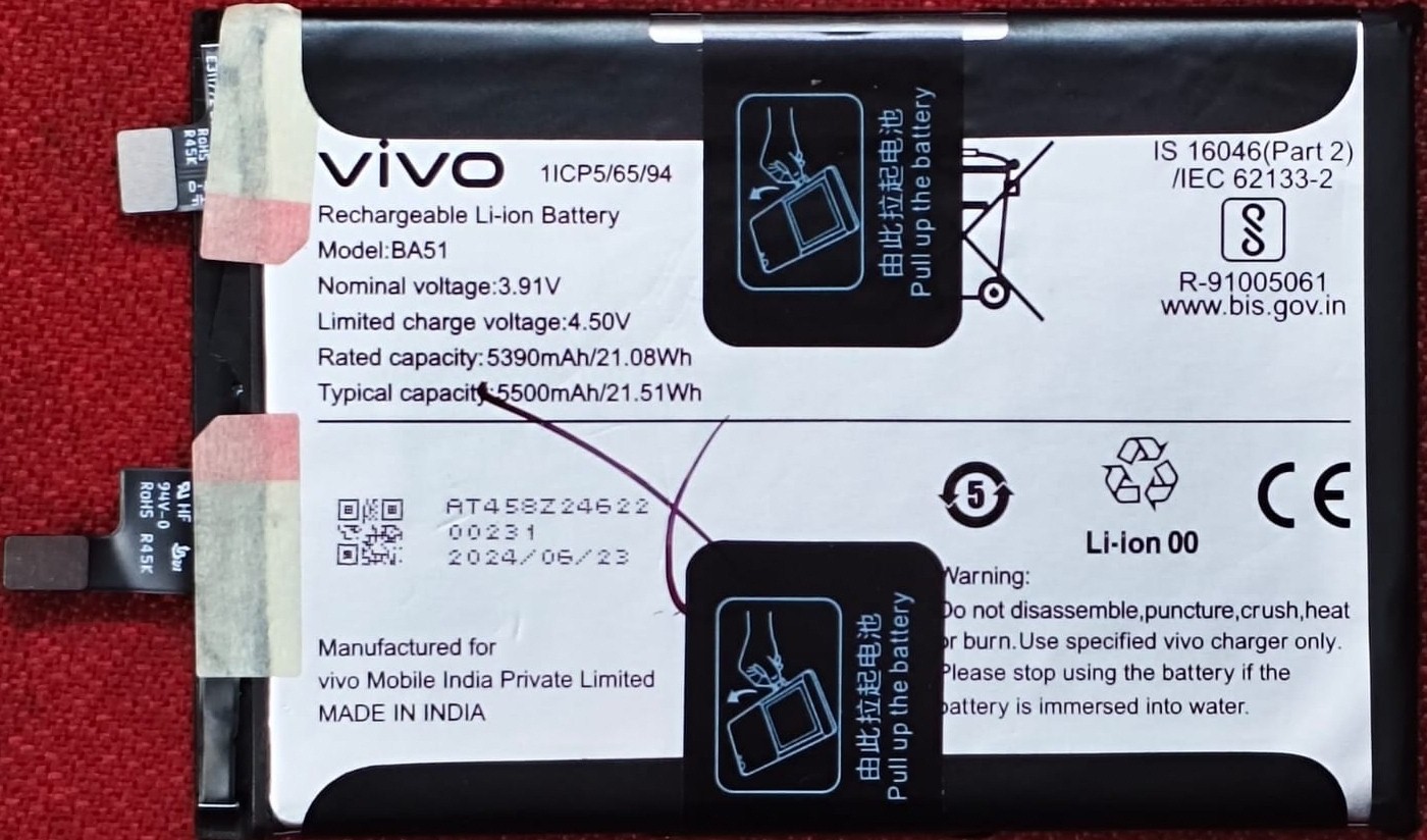 BA51 - Copy 100% Original Vivo V40e 5G Battery BA51 - 5500mAh - Image 1