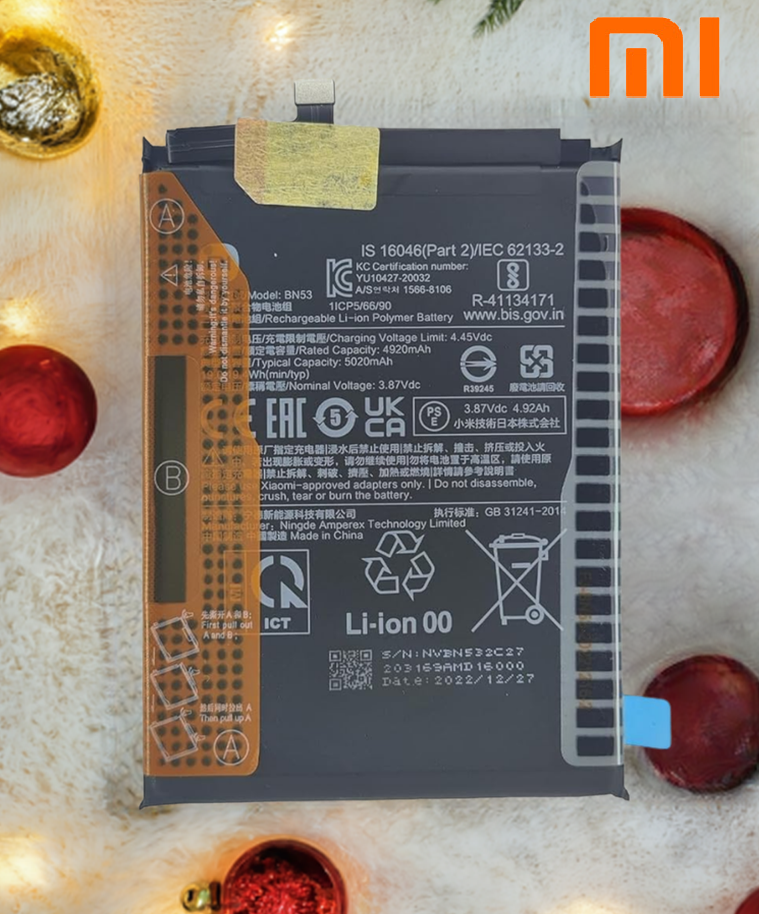 BN53 65 Original Mi Redmi Note 9 Pro Max (M2003J6B1I) Battery BN53 - 5020mAh - Image 1