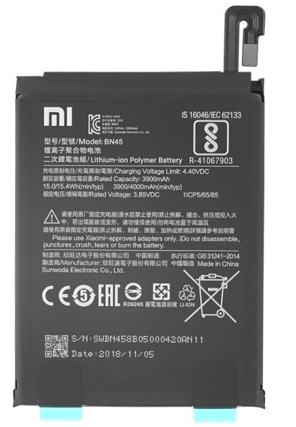 Original Mi BN45 Battery For Xiaomi Redmi Note 5 Pro / Note5 Pro Mobile – 4000mAh