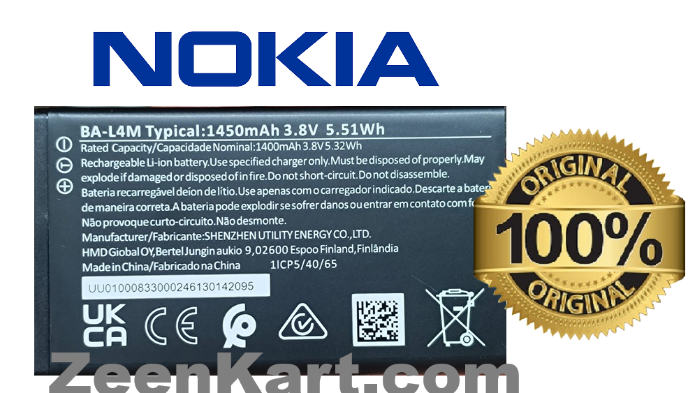 BA-L4M 34 Original Nokia BA-L4M Battery For Nokia 3210 4G / 220 4G (2024) / 235 4G (2024) Mobile BAL4M - 1450mAh - Image 1
