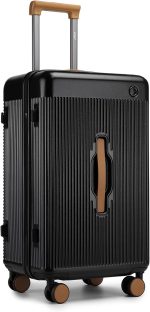 Mulunsen Suitcase Lightweight ABS+PC Hard Shell Trolley, Fashion Travel Check in Case TSA Lock, Hand Luggage Baggage with 4 Spinner Wheels (Black)