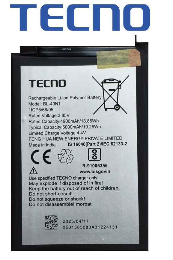BL-49NT 61 Original Tecno Spark GO 2023 / POP 7 Pro Battery BL-49NT – 5000mAh - Image 1