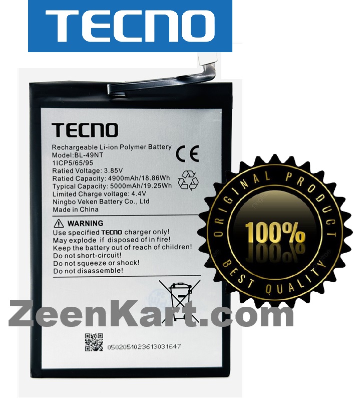 BL-49NT Original Tecno POP 9 4G (KL4h) Battery BL-49NT – 5000mAh - Image 1