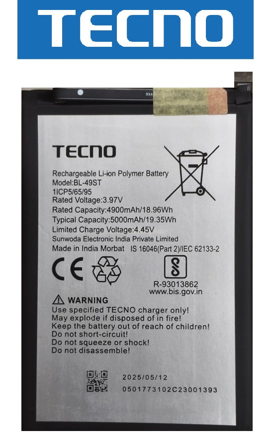 BL-49ST - Copy Original Tecno Spark 20C (BG7n, BG7) Battery BL-49ST - 5000mAh - Image 1