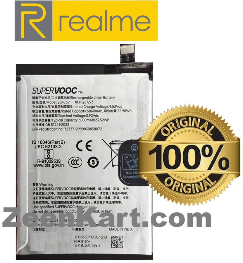 BLPC39 1 - Copy Original SuperVOOC BLPC39 Battery For Realme P3 Ultra 5G Mobile - 6000mAh - Image 1