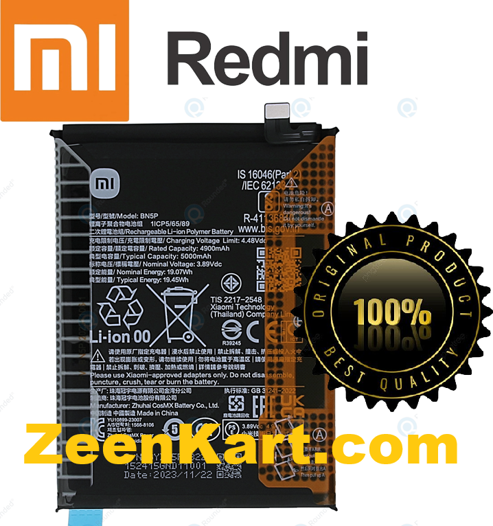BN5P 2 Original Mi Xiaomi Redmi Note 13 4G (23129RAA4G, 23124RA7EO, 23129RA5FL) Battery BN5P - 5000mAh - Image 1