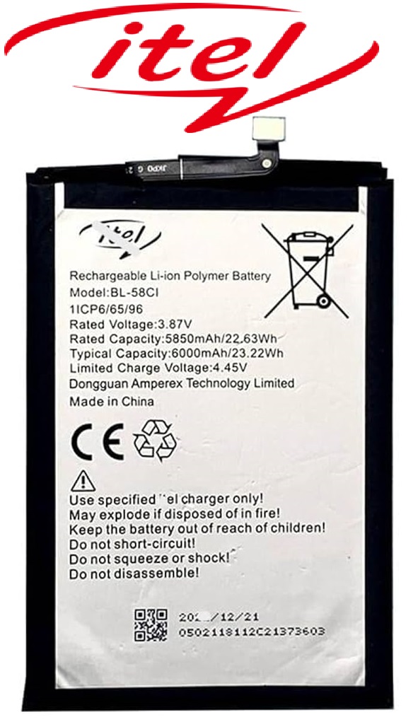 BL-58CI 55 Original itel P40 (P662L, P662LN) Battery BL-58CI - 6000mAh - Image 1
